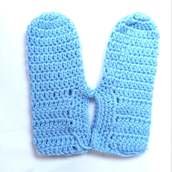 Handmade Shoes - Hand Crocheted Blue Slipper Socks